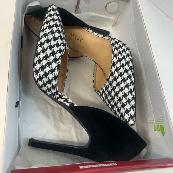 Liliana Black and White Houndstooth Heels size 9 - Picture 1 of 8